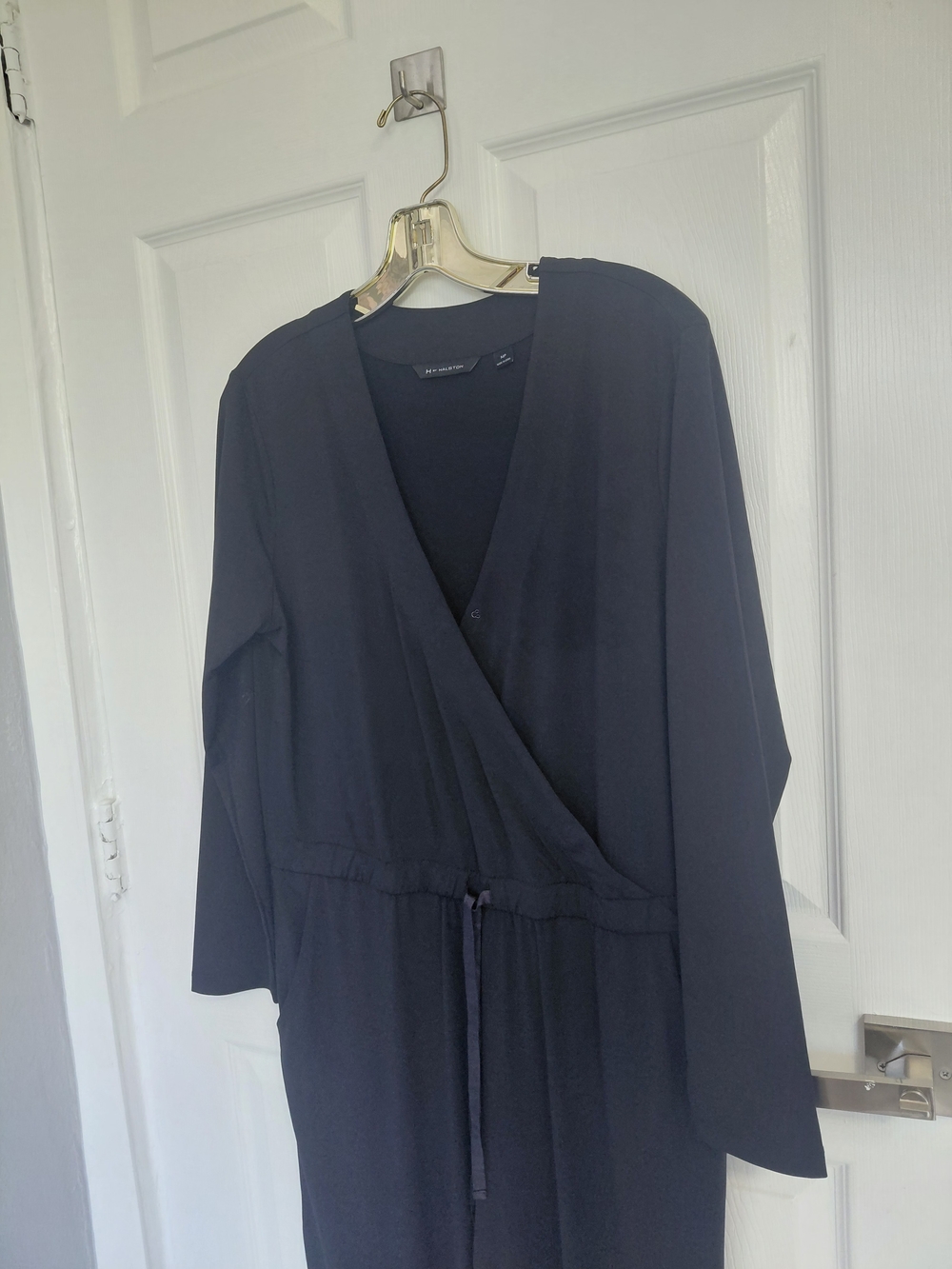 Black Wrap-Front Robe with Drawstring Waist